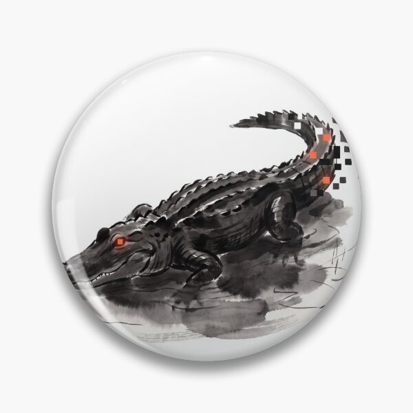 Item preview,  Sumi-E Alligator in the Swamp, Pixel Dissolve Gator Ink Art designed and sold by Sumi-Pixel.