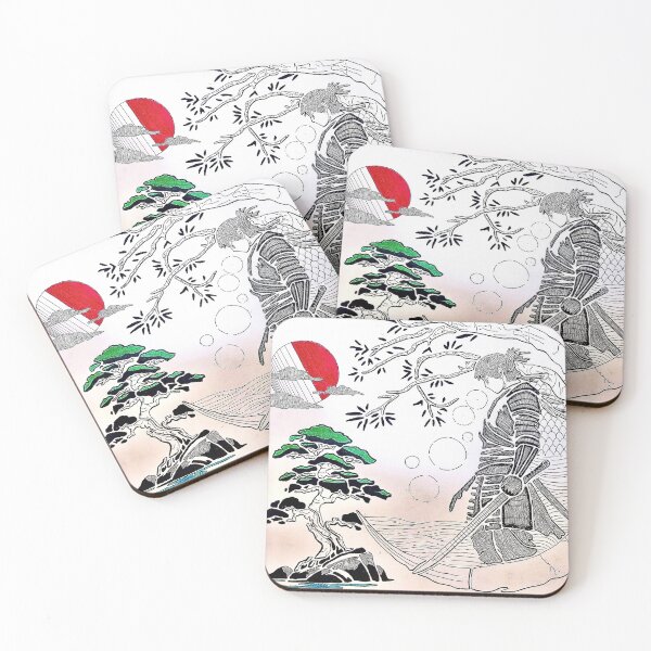 Item preview, Samurai's Journey — Soft Glow Edition | Japanese Landscape Line Art designed and sold by Fusion-Line-Artworks.