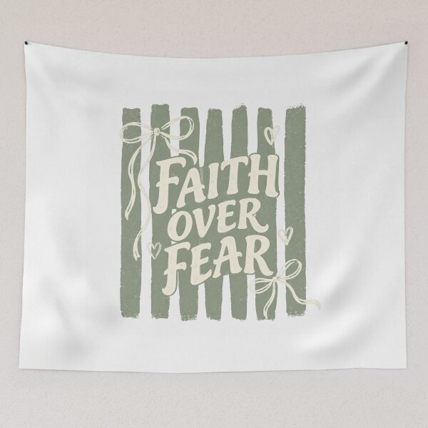 Item preview, Faith Over Fear with Sage Stripes and Bows designed and sold by Cute-and-Co.