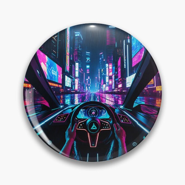 Item preview, Cyberpunk Car Cockpit Driving Neon City Street designed and sold by 5KQuality.