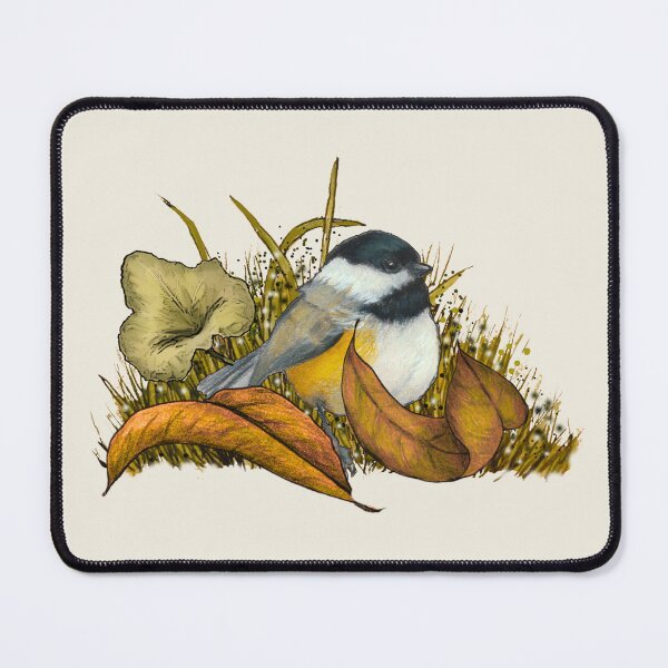 Item preview, Chickadee BIRD in Autumn, Leaves and Grass, Nature Illustration designed and sold by JoyfulWhimsy.