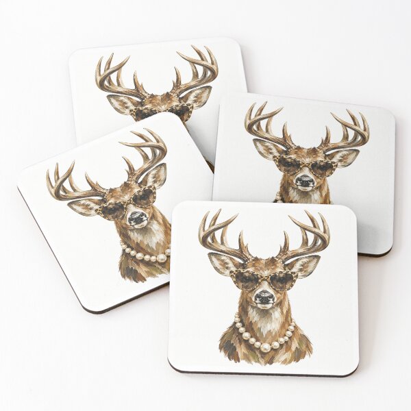 Item preview, Fashionable Deer with Leopard Glasses and Pearls designed and sold by Cute-and-Co.