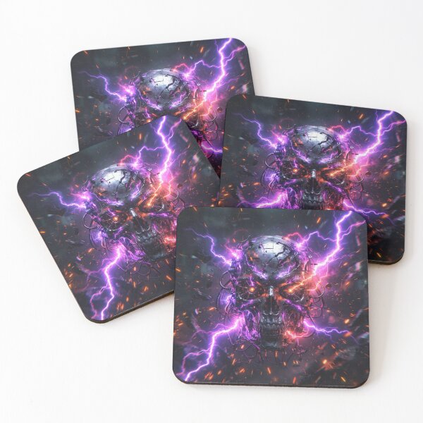 Item preview, Cyberpunk Glitch Skull with Lightning designed and sold by AnnArtshock.