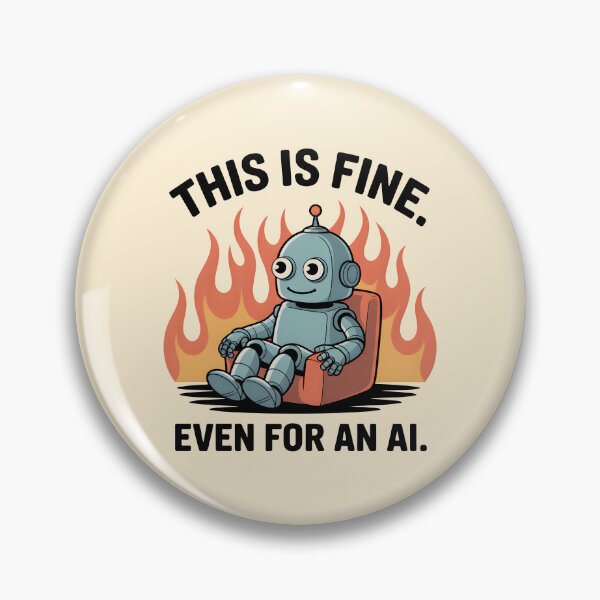 Item preview, This Is Fine. Even for an AI – Funny AI Meme Humor Design designed and sold by Jollys-ArtShop.