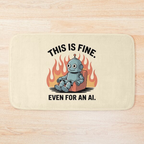 Item preview, This Is Fine. Even for an AI – Funny AI Meme Humor Design designed and sold by Jollys-ArtShop.
