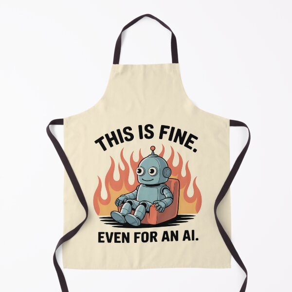 Item preview, This Is Fine. Even for an AI – Funny AI Meme Humor Design designed and sold by Jollys-ArtShop.