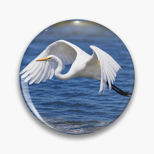 Item preview, Great Egret Taking Flight Over Blue Water designed and sold by Kimberly Palmer.