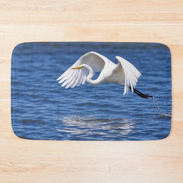 Item preview, Great Egret Taking Flight Over Blue Water designed and sold by Kimberly Palmer.