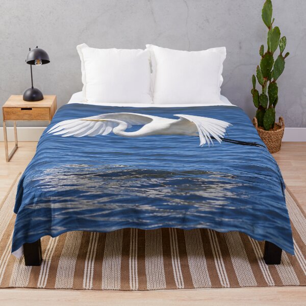 Item preview, Great Egret Taking Flight Over Blue Water designed and sold by Kimberly Palmer.