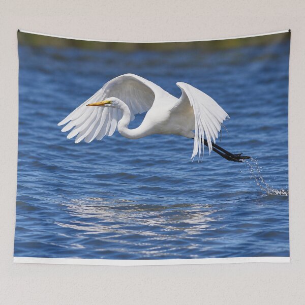 Item preview, Great Egret Taking Flight Over Blue Water designed and sold by Kimberly Palmer.