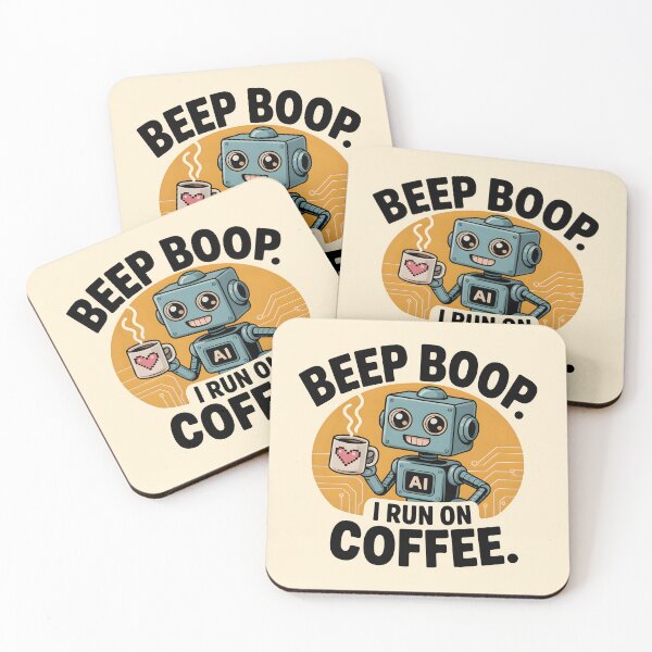 Item preview, Beep Boop, I Run on Coffee – Funny AI Coffee Humor Design designed and sold by Jollys-ArtShop.