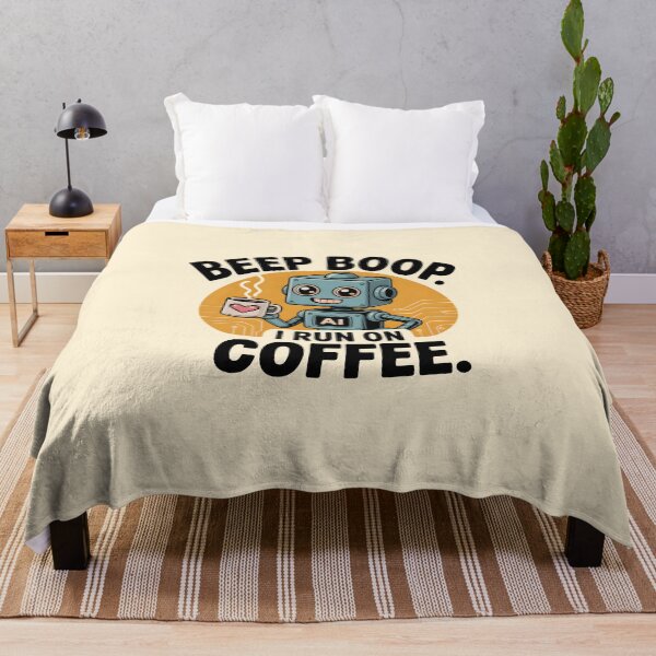 Artikelvorschau, Piep Boop, ich lebe von Kaffee – Lustiges KI-Kaffee-Humor-Design entworfen und verkauft von Jollys-ArtShop.