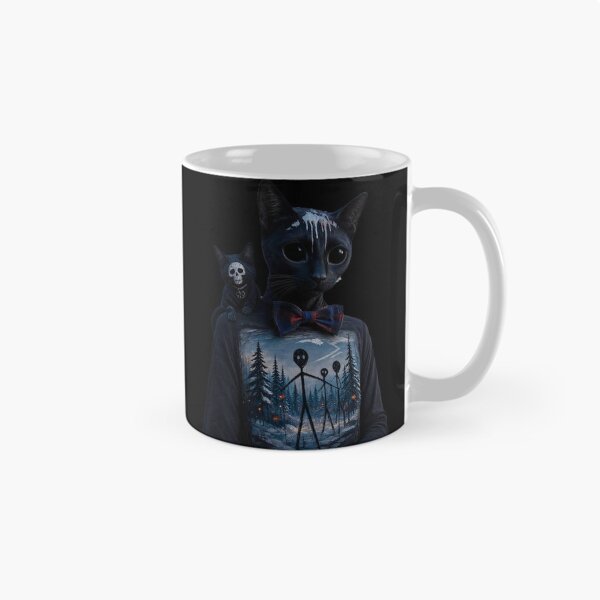 Item preview, Gothic Black Cat in Bowtie with Alien Ghosts Forest Art  designed and sold by LujziWorld.