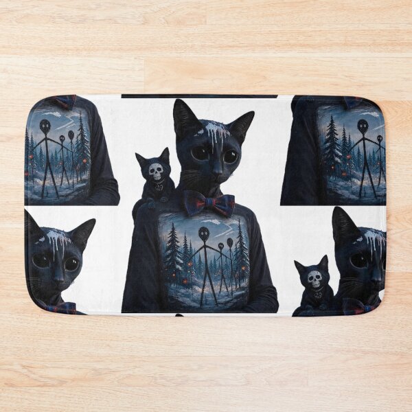 Item preview, Gothic Black Cat in Bowtie with Alien Ghosts Forest Art  designed and sold by LujziWorld.