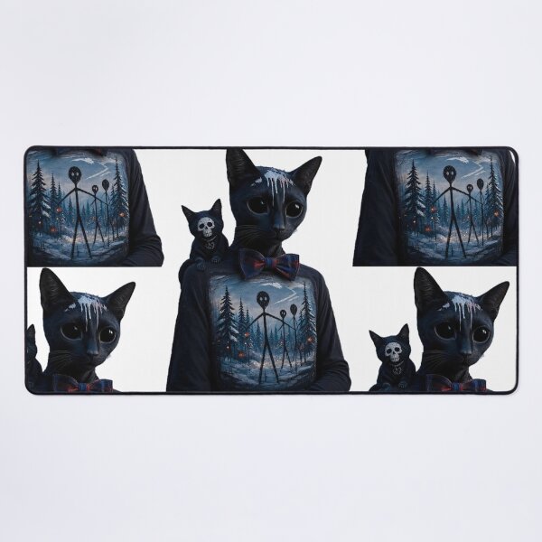 Item preview, Gothic Black Cat in Bowtie with Alien Ghosts Forest Art designed and sold by LujziWorld.