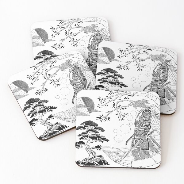Item preview, Samurai's Journey — Monochrome Edition | Black & White Japanese Line Art designed and sold by Fusion-Line-Artworks.