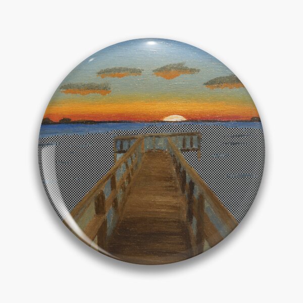 Artikelvorschau, Sonnenuntergang am Pier, Meereslandschaft, Ölgemälde, Küstenlandschaft entworfen und verkauft von An Old Mans Art.