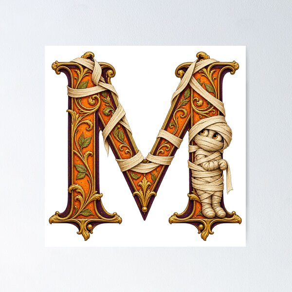 Item preview, THE HAUNTED LETTERS COLLECTION - M — MUMMY MISHAP designed and sold by WheelieGdArt.