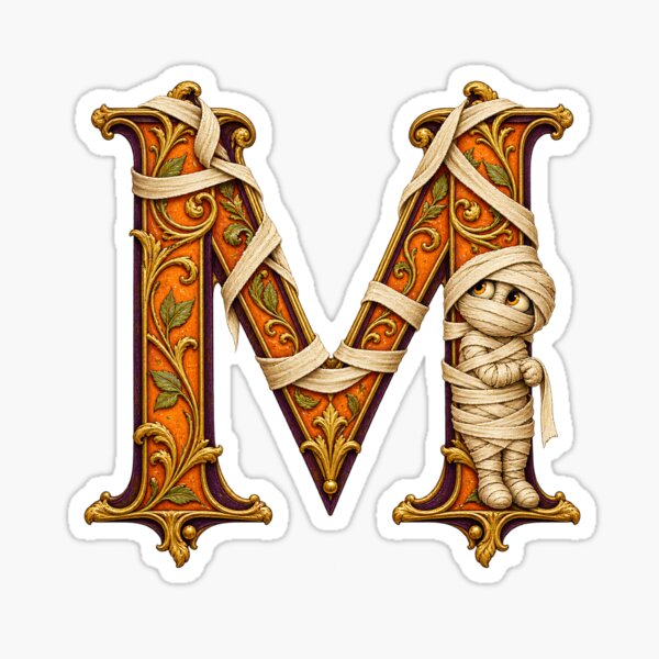 Item preview, THE HAUNTED LETTERS COLLECTION - M — MUMMY MISHAP designed and sold by WheelieGdArt.