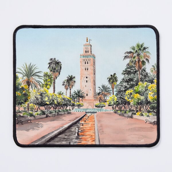 Item preview, Marrakesh Morocco Watercolor – Koutoubia Mosque Cityscape designed and sold by POSTERIOCREW.