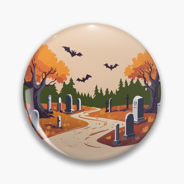 Item preview, Halloween Cemetery Landscape with Orange Trees designed and sold by darksteel101.