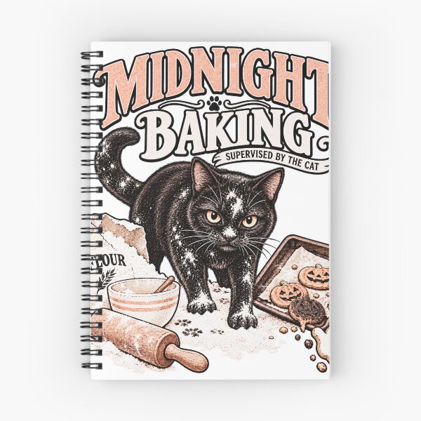 Item preview, Midnight Baking Supervised by the Cat – Black Cat Halloween Baker designed and sold by pinkaesthetik.
