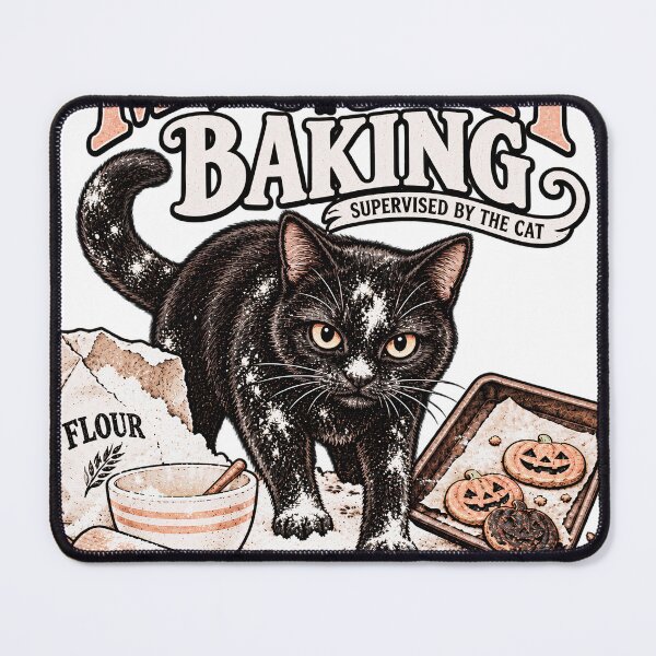 Item preview, Midnight Baking Supervised by the Cat – Black Cat Halloween Baker designed and sold by pinkaesthetik.