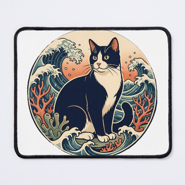 Item preview, Tuxedo Cat Great Wave designed and sold by alvixVerse Merch.