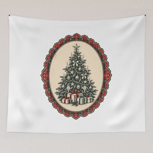 Item preview, Vintage Christmas Tree Tartan Frame Holiday T-Shirt designed and sold by DesignArtist.ia.