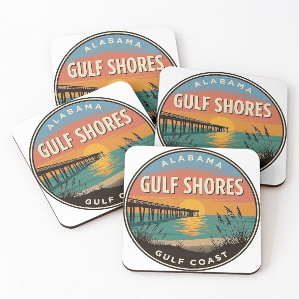 Item preview, Gulf Shores Alabama Fishing Pier Golden Sunset Round Badge Sticker designed and sold by DetourDgn.