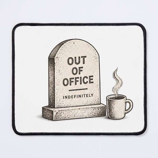 Item preview, Out of Office Indefinitely – Funny Halloween Office Gravestone with Coffee designed and sold by pinkaesthetik.