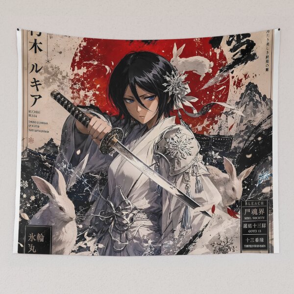 Item preview, Winter Soul Guardian – Black Haired Samurai Woman Japanese Snow Warrior Art designed and sold by Dyan4.