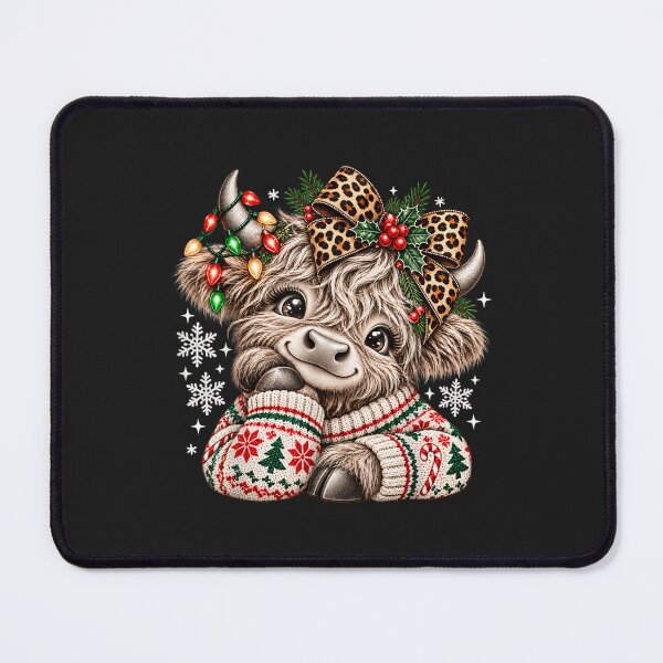 Item preview, Cozy Christmas Highland Cow Leopard Bow Xmas Holiday Women designed and sold by abig-eiyana.