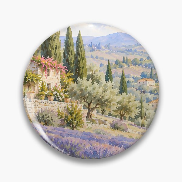 Item preview, Cottagecore Lavender Fields Tuscan Villa Watercolour designed and sold by Jozefin's Studio.