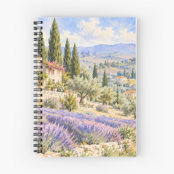 Item preview, Cottagecore Lavender Fields Tuscan Villa Watercolour designed and sold by Jozefin's Studio.