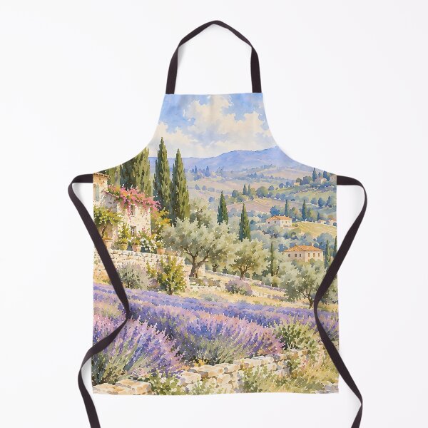 Item preview, Cottagecore Lavender Fields Tuscan Villa Watercolour designed and sold by Jozefin's Studio.