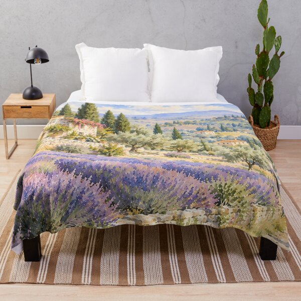Item preview, Cottagecore Lavender Fields Tuscan Villa Watercolour designed and sold by Jozefin's Studio.