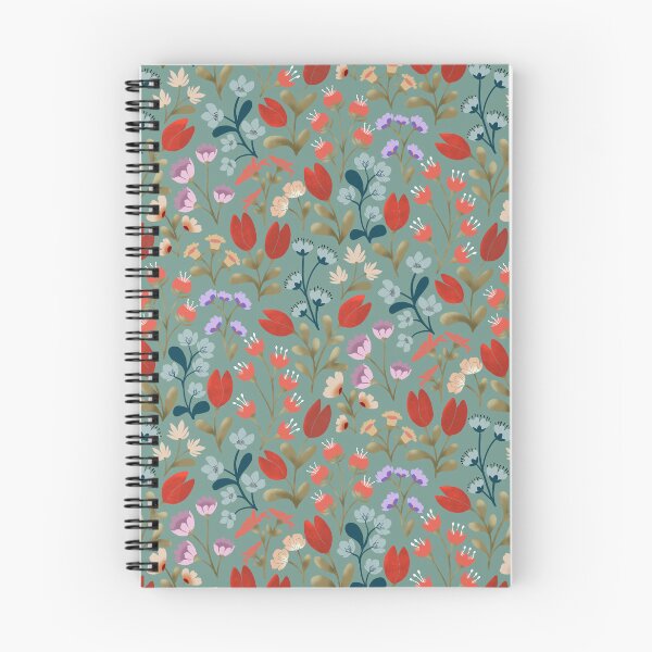 Item preview, Florals with Reds and Blues peaches and purple Teal Background designed and sold by Sheila McDowell Design.