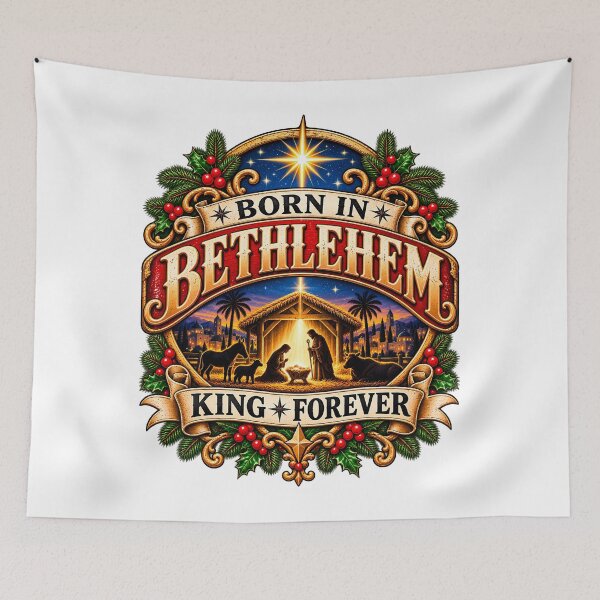 Item preview, Born In Bethlehem King Forever Nativity Christian Christmas designed and sold by 198tees.