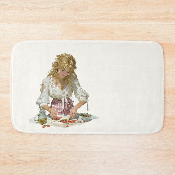 Item preview, Blonde Woman Making Pizza in Kitchen designed and sold by colorful-white.