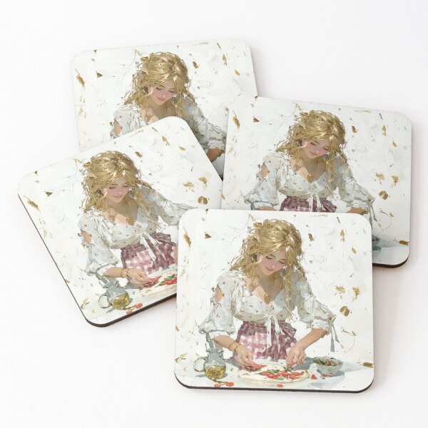 Item preview, Blonde Woman Making Pizza in Kitchen designed and sold by colorful-white.