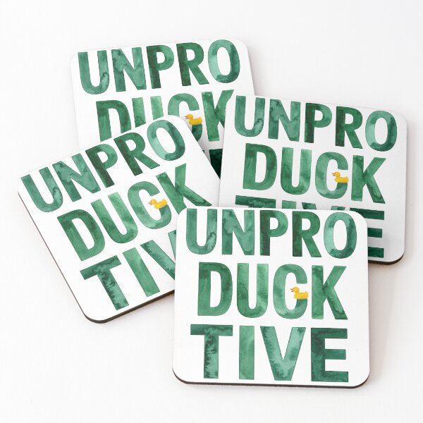 Item preview, Unproductive green text with yellow duck designed and sold by LiskoDesign.