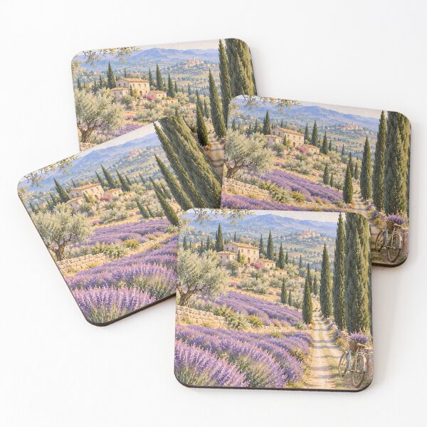 Item preview, Rustic Lavender Field Oil Painting Tuscany Bicycle Countryside designed and sold by Jozefin's Studio.