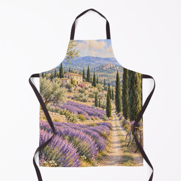 Item preview, Rustic Lavender Field Oil Painting Tuscany Bicycle Countryside designed and sold by Jozefin's Studio.