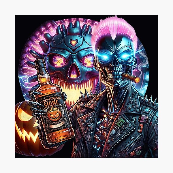 Item preview, Halloween Cyber Skull Mohawk Pumpkin Glasses    designed and sold by Voodoo Store Paranormal Collections.