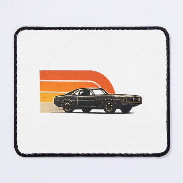 Item preview, Retro Muscle Car with Sunset Stripes Classic Vintage Ride Design designed and sold by artistrosie.