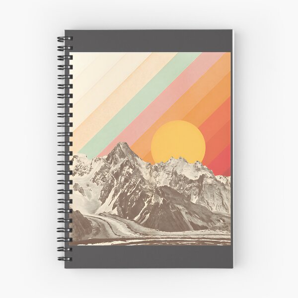 Item preview, Mountainscape Retro Sun with Diagonal Stripes Vintage Style Wall Art designed and sold by artistrosie.