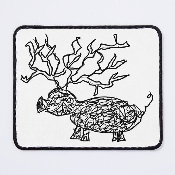 Item preview, Horned Pig – Surreal Hand-Drawn Fantasy Boar designed and sold by urkog.