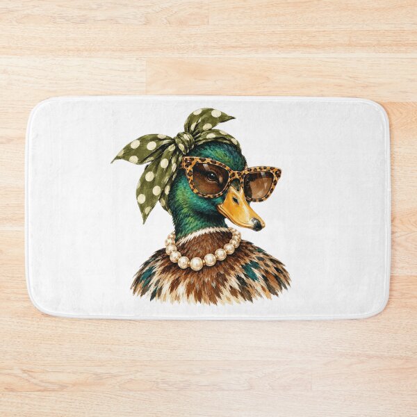 Item preview, Preppy Mallard Duck with Leopard Sunglasses and Pearls designed and sold by Cute-and-Co.