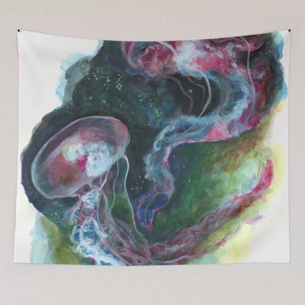 Item preview, Two Jellyfish Minimalist Painting designed and sold by ArtByKiraQuinn.